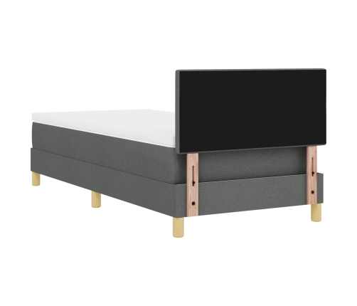 Cama con Box Spring  y colchón gris oscuro 100x200 cm Tela