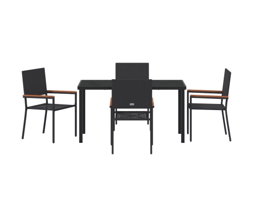 Conjunto de Comedor de Jardín de 5 Piezas Negro de Poliratán