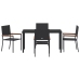 Conjunto de Comedor de Jardín de 5 Piezas Negro de Poliratán