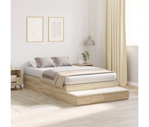 Estructura de cama con almacenamiento  Roble de Sonoma