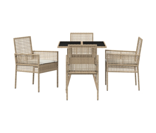 Juego de Comedor de Jardín de 5 Piezas Beige Poliratán