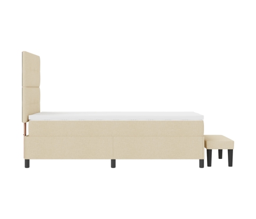 Cama Box Spring con Colchón y Banco Crema 100x200 cm Tela