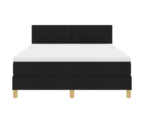 Cama con Somier  con Colchón Negro 160x200 cm Tela