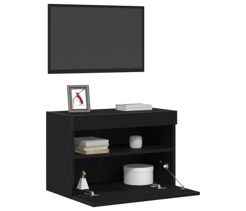 Mueble para TV  con luces LED Negro Roble 60x30x40 cm
