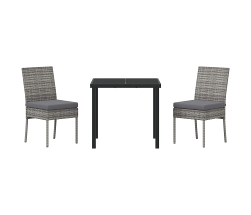 Conjunto de Comedor de Jardín  de 3 piezas Gris Poliratán