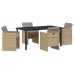 Set de Comedor de Jardín de 5 Piezas con Cojines Beige Poliratán