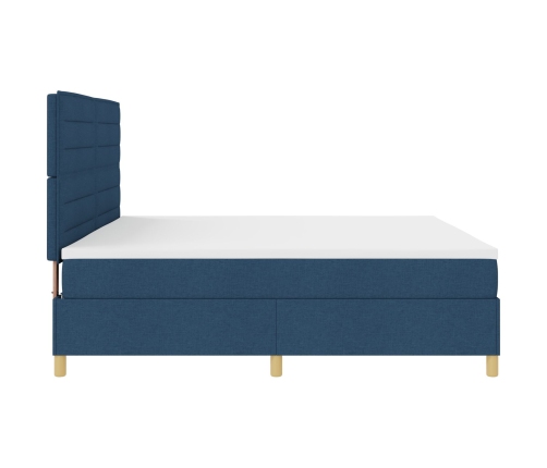 Cama con Somier  y Colchón & LED Azul 200x200 cm Tela