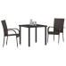 Juego de Comedor de Jardín de 3 Piezas Marrón Poliratán