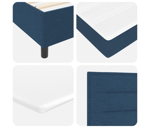Cama Box Spring con Colchón y Banco Azul 200x200 cm Tela