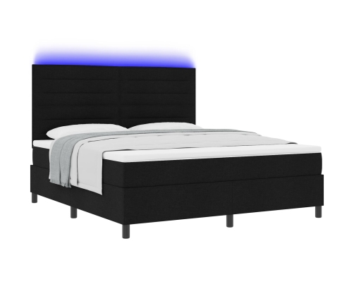 Somier con Colchón y LED Negro 180x200 cm Tela