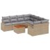 Set de Sofás de Jardín de 9 Piezas con Cojines Beige Ratán Sintético Acacia