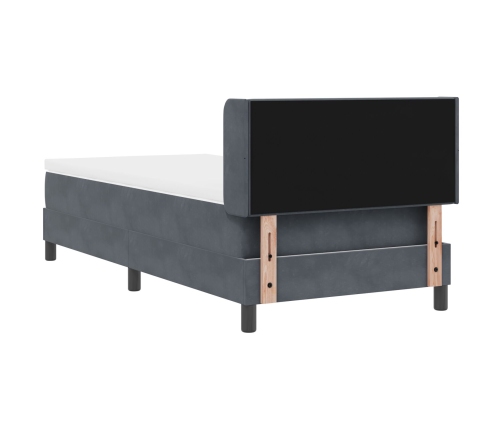 Cama Box Spring con Colchón  Gris Oscuro 90x200 cm Terciopelo