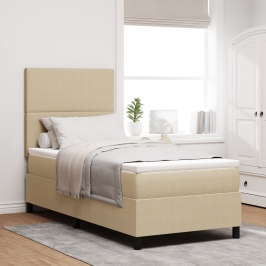 Cama con Somier  y Colchón Verde Claro 90x200 cm Tela de Pana