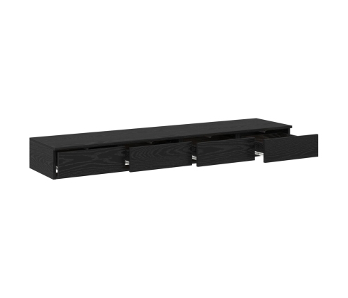 Mesa de Noche  Roble Negro Madera Resistente 160 x 36.5 x 16.5 cm