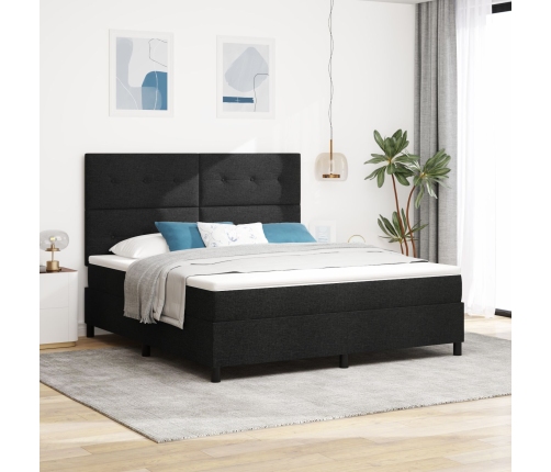 Cama con Resorte Negra con Colchón Super King de Tela