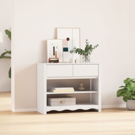 Mesa Consola  ""DRAMMEN"" Blanca 89,5x37x73 cm Madera Sólida de Pino