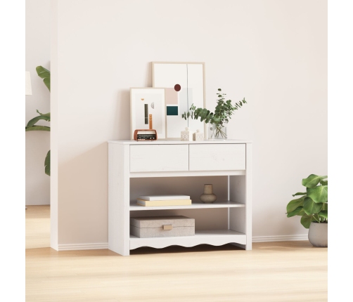 Mesa Consola  ""DRAMMEN"" Blanca 89,5x37x73 cm Madera Sólida de Pino