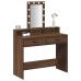 Mesa de maquillaje  con luces LED de madera de roble marrón 100x41x140 cm