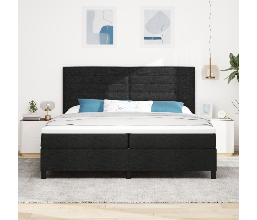 Cama con Somier y Colchón Negra 200x200 cm Tela