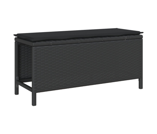 Conjunto de Comedor de Jardín de 3 Piezas con Cojines Negro de Poliratán Acacia