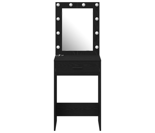 Mesa de Tocador  con Luces LED Roble Negro 50x41x135 cm