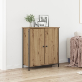 Aparador  de Roble Artesanal 70x30x80 cm de Madera Ingenierizada y Acero