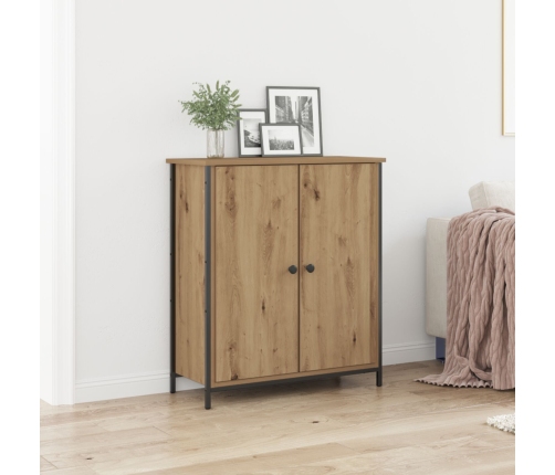 Aparador  de Roble Artesanal 70x30x80 cm de Madera Ingenierizada y Acero