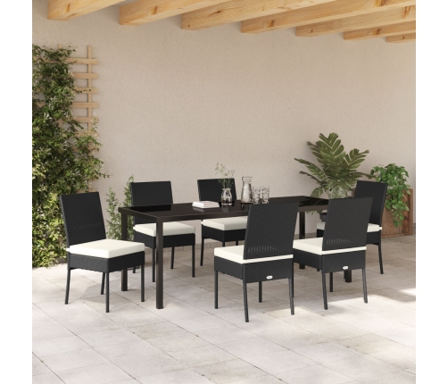Juego de Comedor de Jardín de 7 Piezas Negro Poliratán