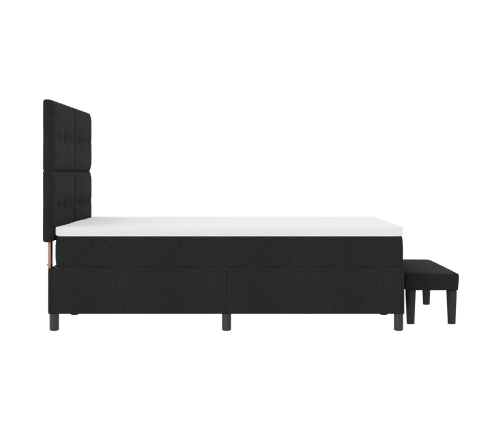 Cama con Somier y Colchón Negro 140x200 cm Tela