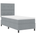 Cama con box spring  con colchón gris claro 90x200 cm tela