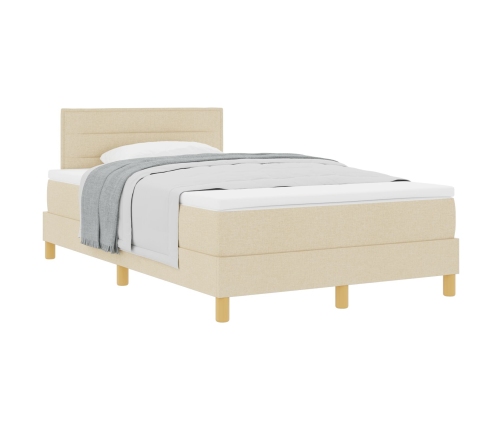 Cama con Base y Colchón Crema 120x200 cm Tela