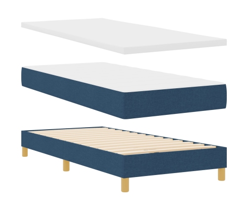 Cama Box Spring con Colchón Azul 100x200 cm Tela
