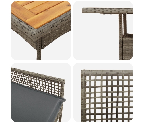 Juego de Comedor de Jardín de 5 Piezas con Cojines Gris Poliratán
