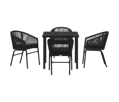 Conjunto de Comedor de Jardín de 5 Piezas Negro Ratán Polímero
