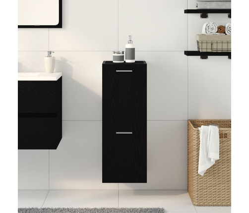 Armario de pared para baño  Negro Roble 30x30x80 cm Madera Fabricada
