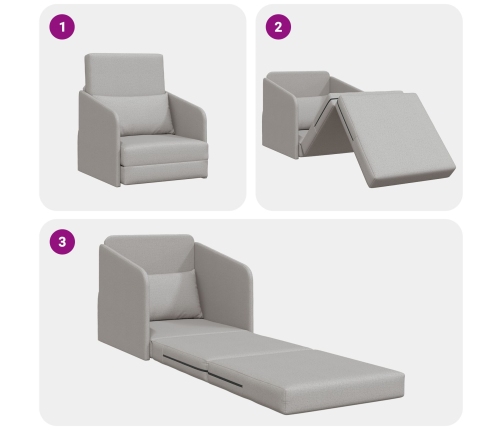 Sofá Cama de Piso  2 en 1 Gris Claro 65x80x83 cm Tela