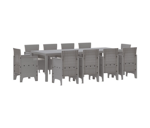 Conjunto de Comedor de Jardín  de 11 Piezas con Cojines de Ratán Sintético Gris Claro