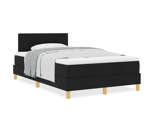 Cama con Box Spring con Colchón Negra 120x200 cm Tela