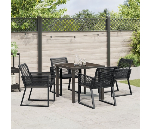 Set de Comedor de Jardín  de 5 Piezas Ratan Polímero Negro
