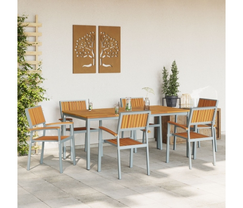 Conjunto de Comedor para Jardín  Conjunto de 7 Gris Metal Duradero