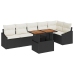 Set de comedor de jardín  de 7 piezas con cojines negro de poliratán acacia