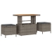 Conjunto de Comedor de Jardín de 3 Piezas con Cojines Gris en Poliratán y Acacia