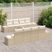 Conjunto de Sofás de Jardín de 7 Piezas con Cojines Beige de Ratán Poliéster