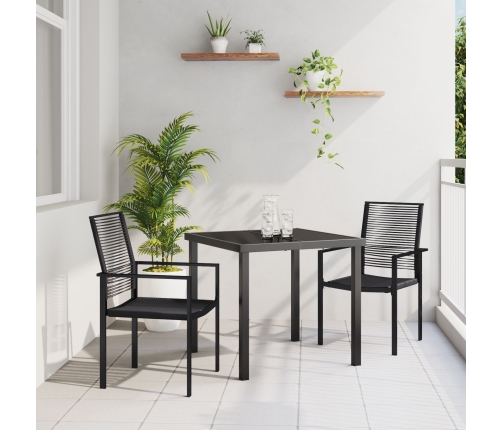 Juego de Comedor de Jardín de 3 Piezas  Negro Ratán de PVC