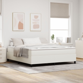 Cama Box Spring  con Colchón Crema Super King Tela de Pana