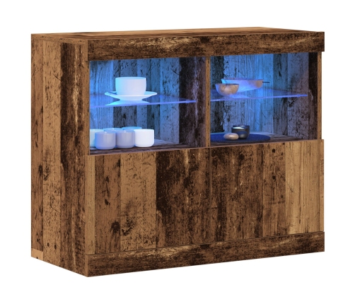 Aparador  con Luces LED Madera Vieja 81x37x67 cm