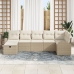 Conjunto de Sofá de Jardín de 7 Piezas Con Cojines Beige de Ratán Sintético