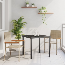 Juego de Comedor de Jardín de 3 Piezas Beige Poliratán