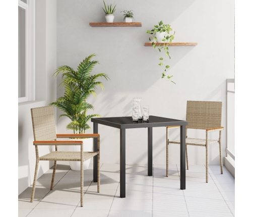 Juego de Comedor de Jardín de 3 Piezas Beige Poliratán