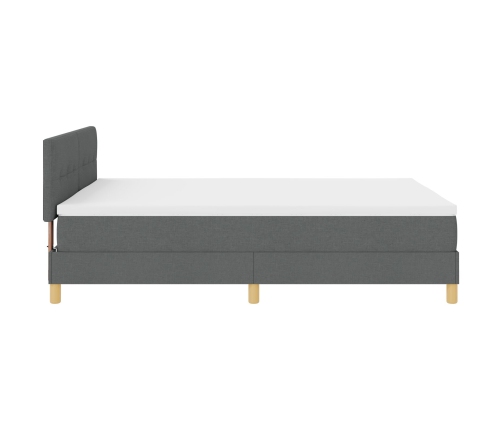 Cama con Somier y Colchón Gris Oscuro 140x200 cm Tela